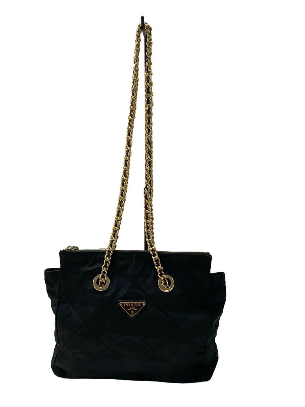 Prada Imput Gold Chain Shoulder Bag Black
